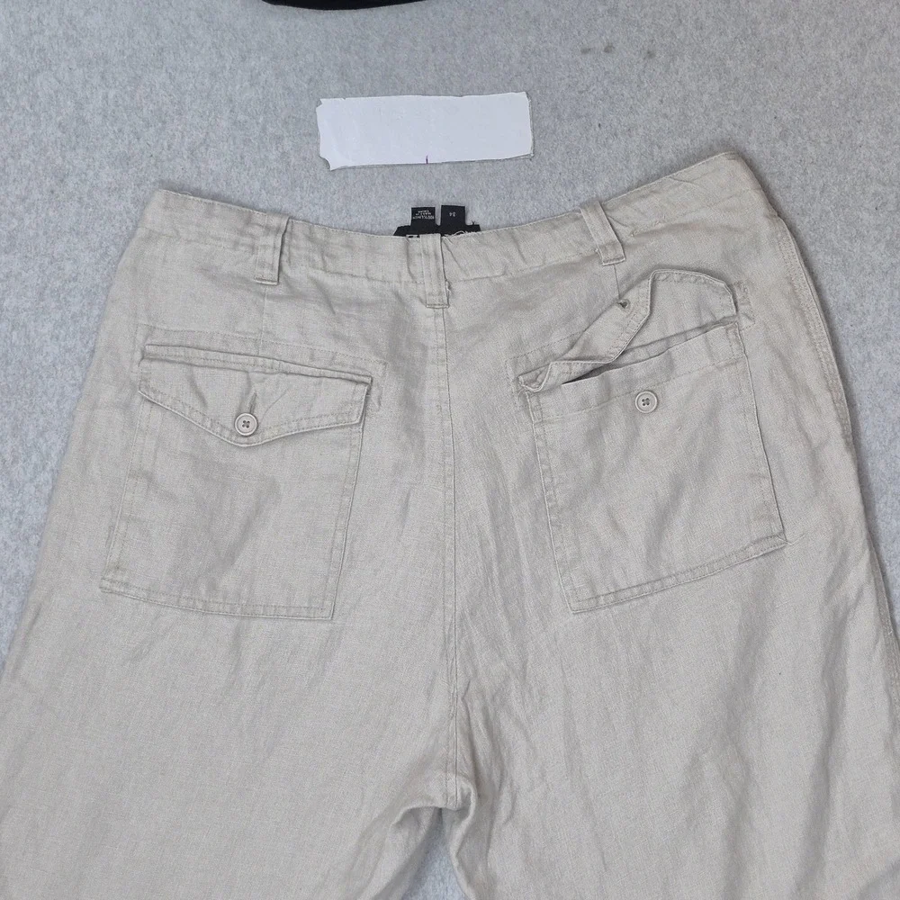 International Male Men Pants 34 Beige Linen Dress Pants Button 30